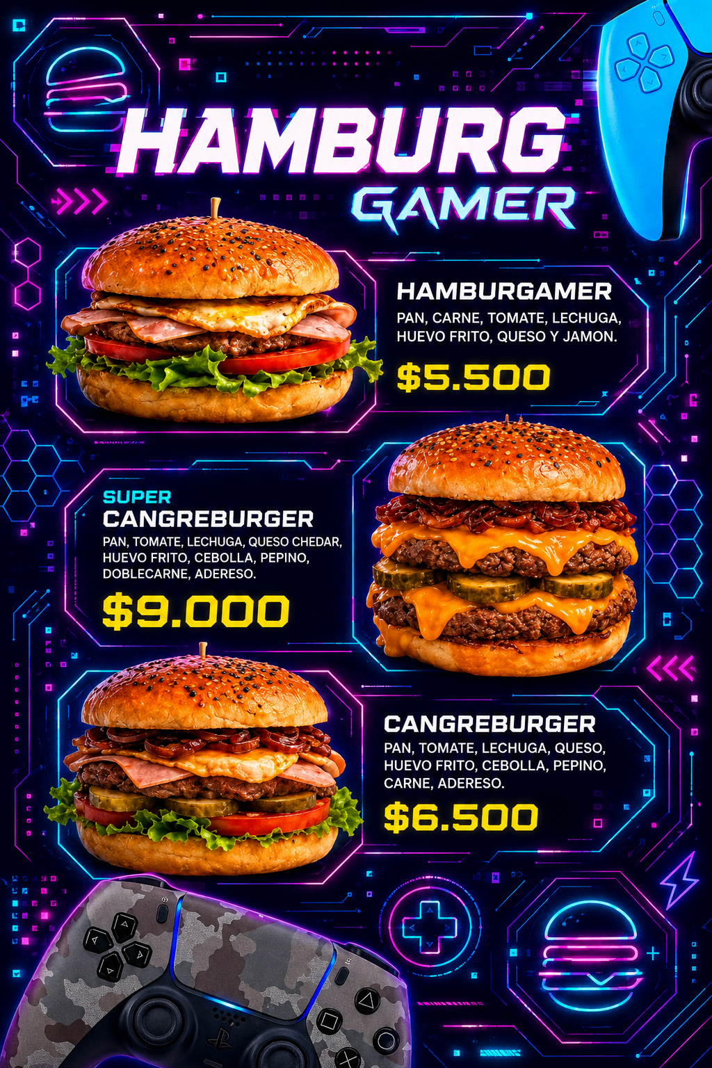 Productos de Hamburguesas de Zona Gamer